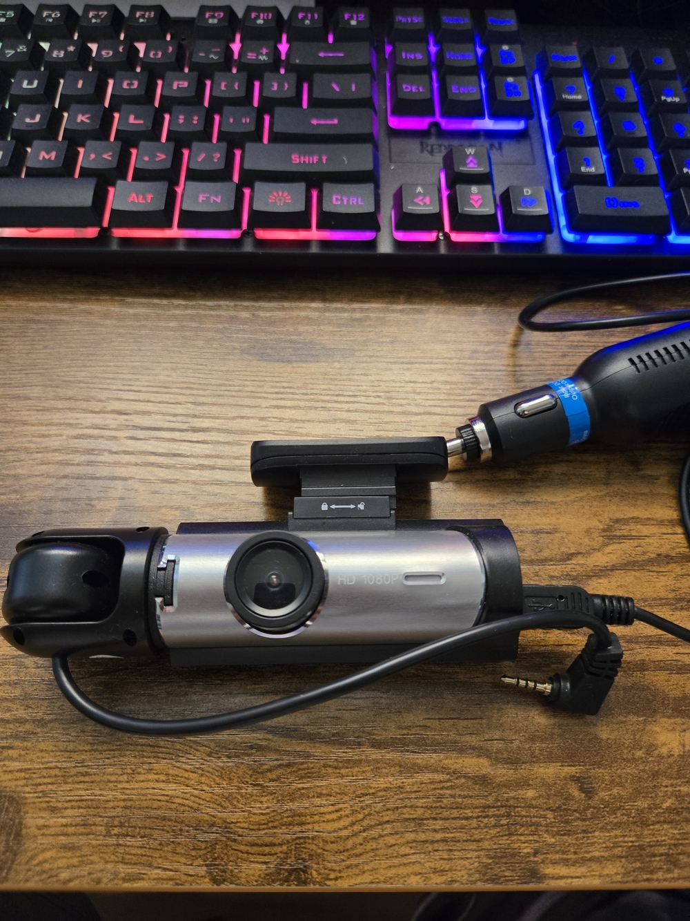 Black and Silver HD 1080P On-Dash Camera In Cabinet As Well Like New